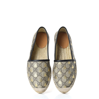 Gucci GG Supreme Monogram Bees Espadrille Flats 35.5 Beige Ebony Oro Black 5 of 11