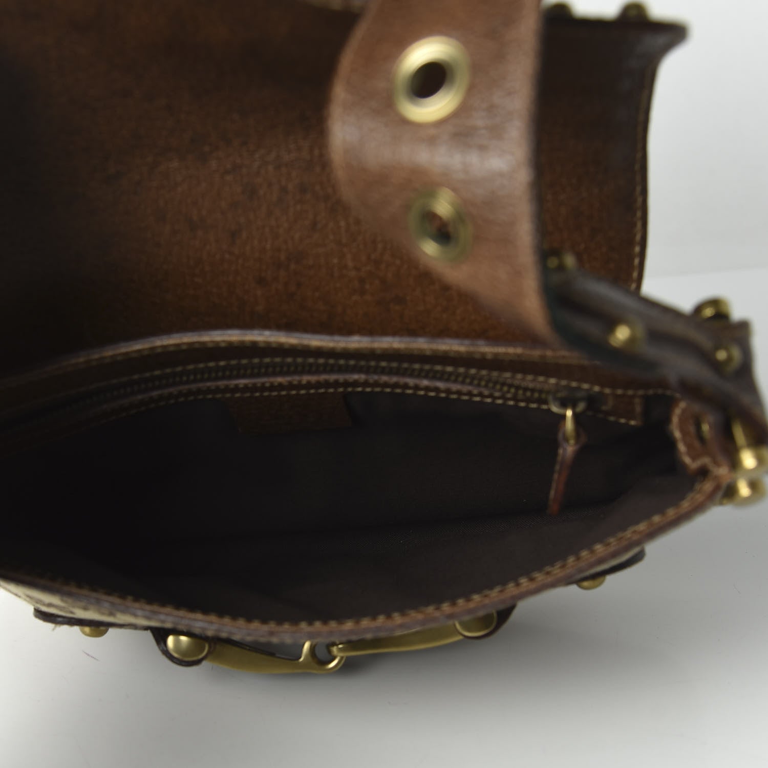 Gucci Monogram Studded Pelham Runway Flap Bag Brown 4 of 9