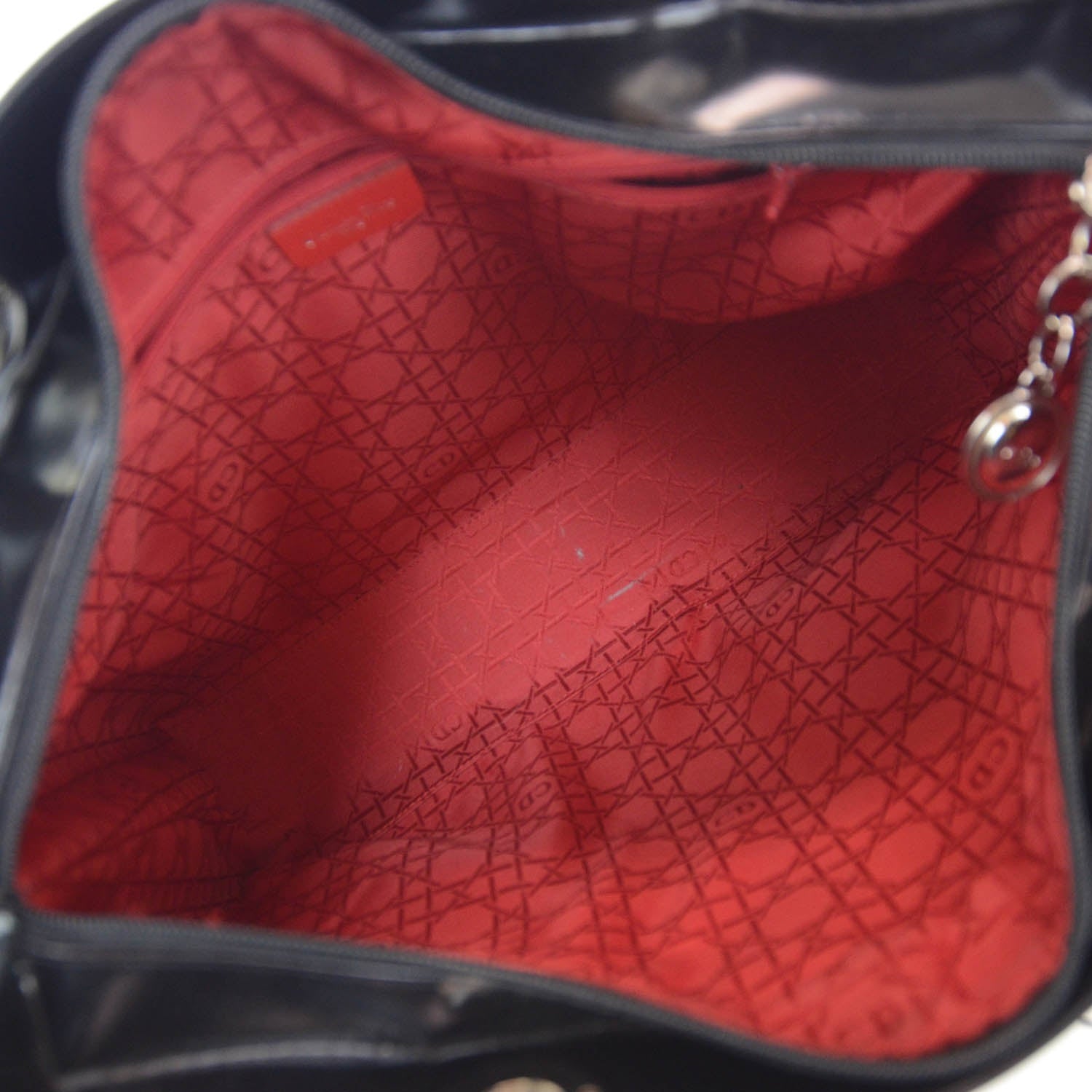 Christian Dior CHRISTIAN DIOR Patent Lady Dior Shoulder Bag Black 9 of 10