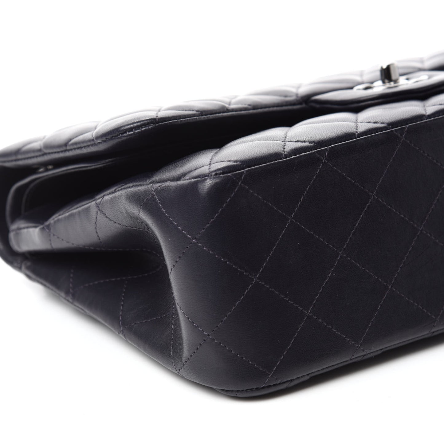 Lambskin Quilted Jumbo Double Flap Navy