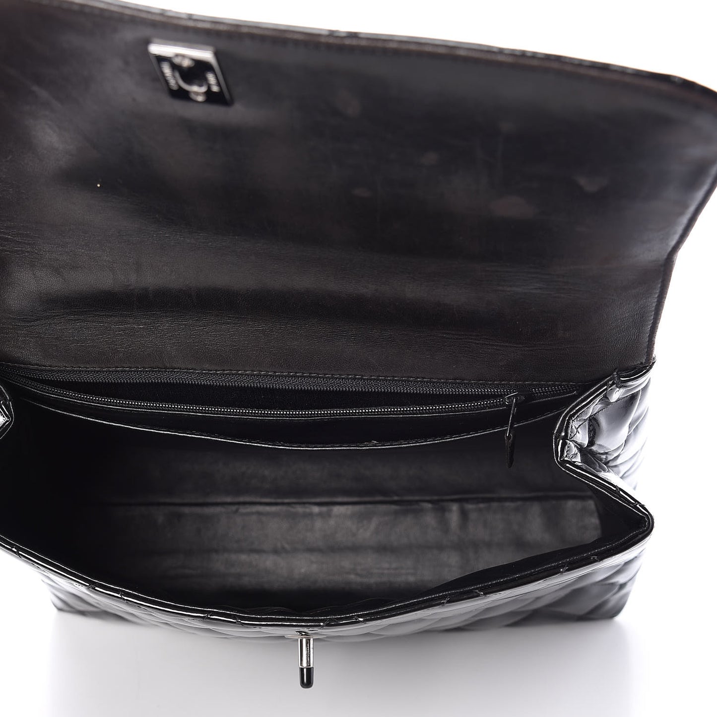 Patent Quilted Jumbo Kelly Flap Black