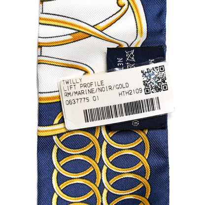 Hermes Silk Lift Profile Twilly Marine Black Gold 4 of 4