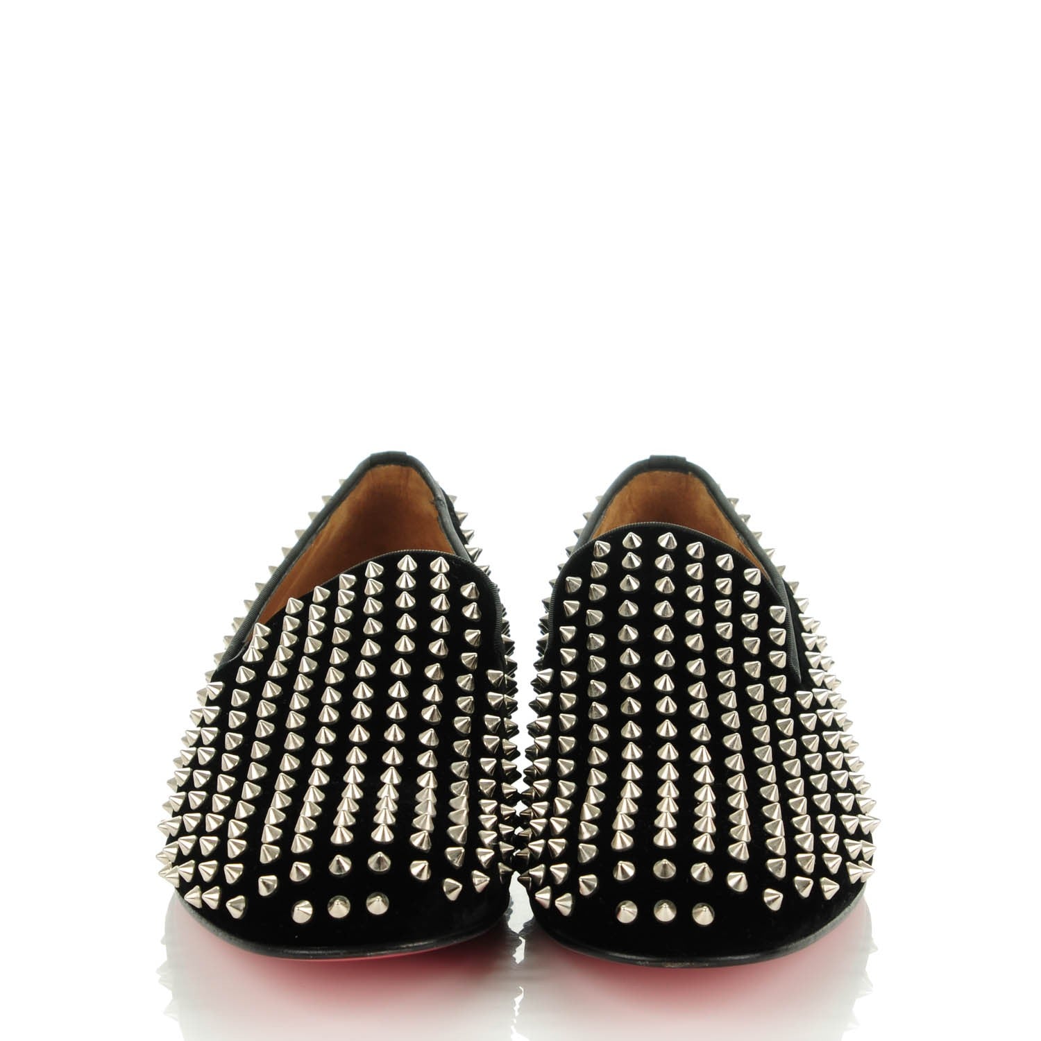 Christian Louboutin Mens Veau Velours Dandelion Spikes Flat Loafers 46.5 Black 2 of 9