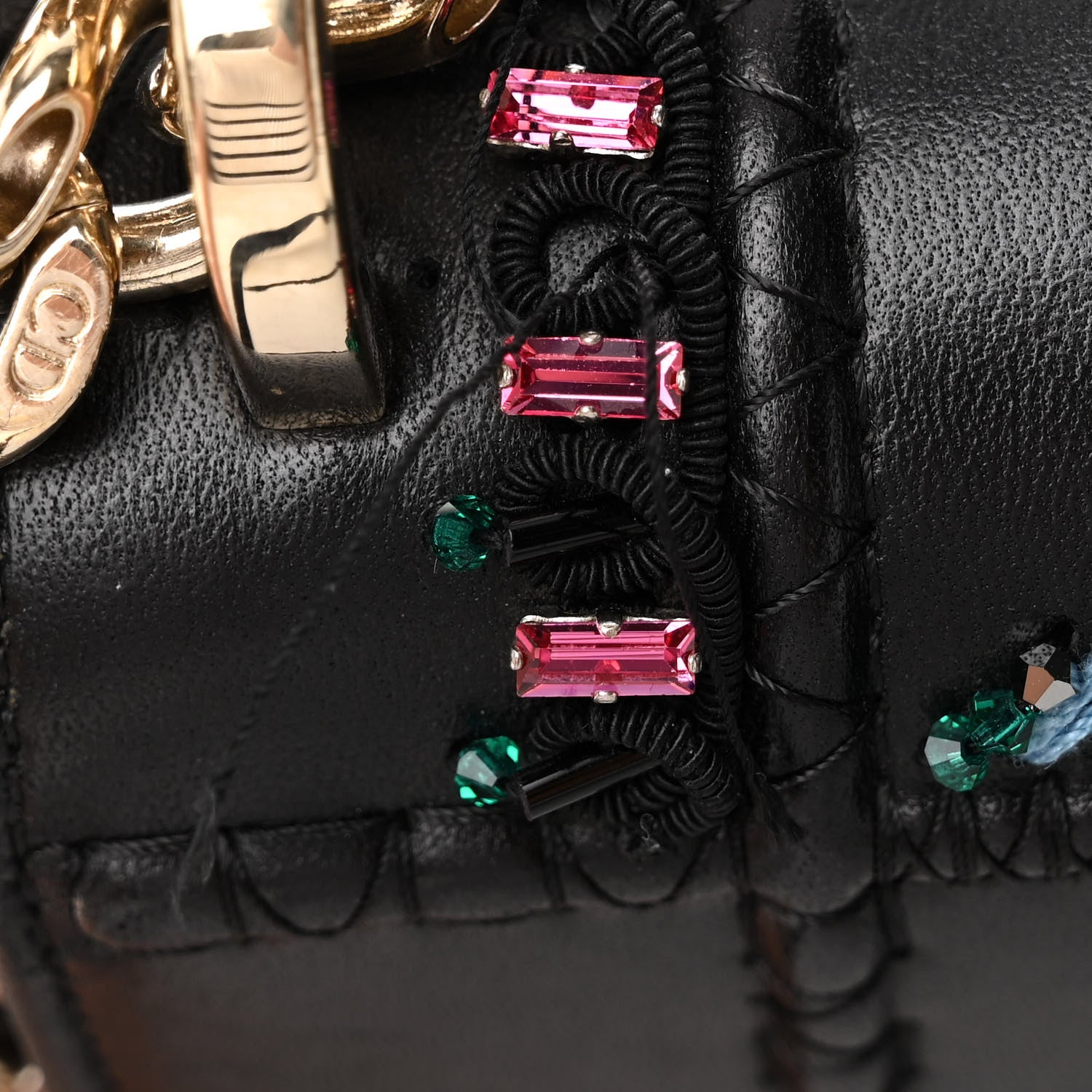 Christian Dior Calfskin Crystal Embroidered Medium Diorama Flap Bag Black 10 of 12