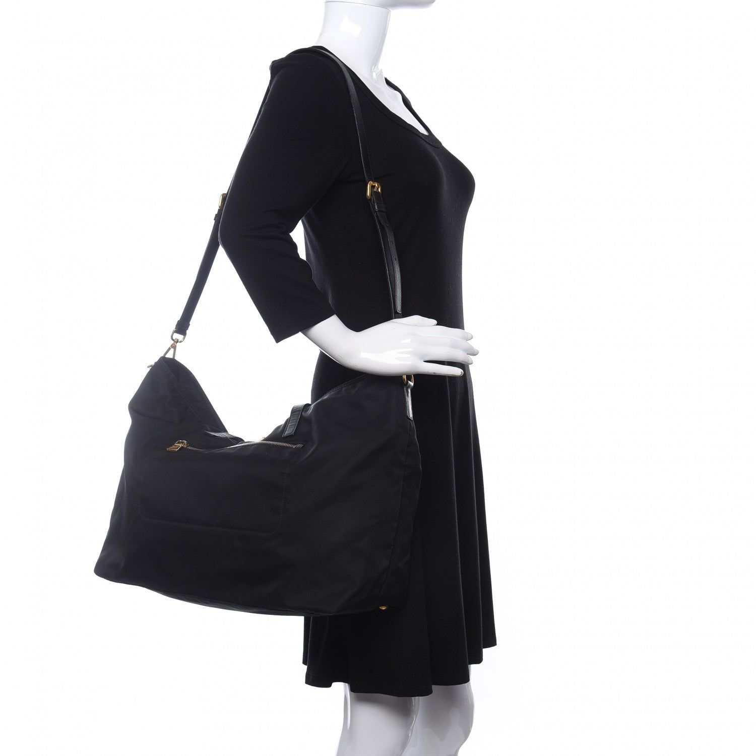 Prada Tessuto Nylon Saffiano Tote Black 2 of 10