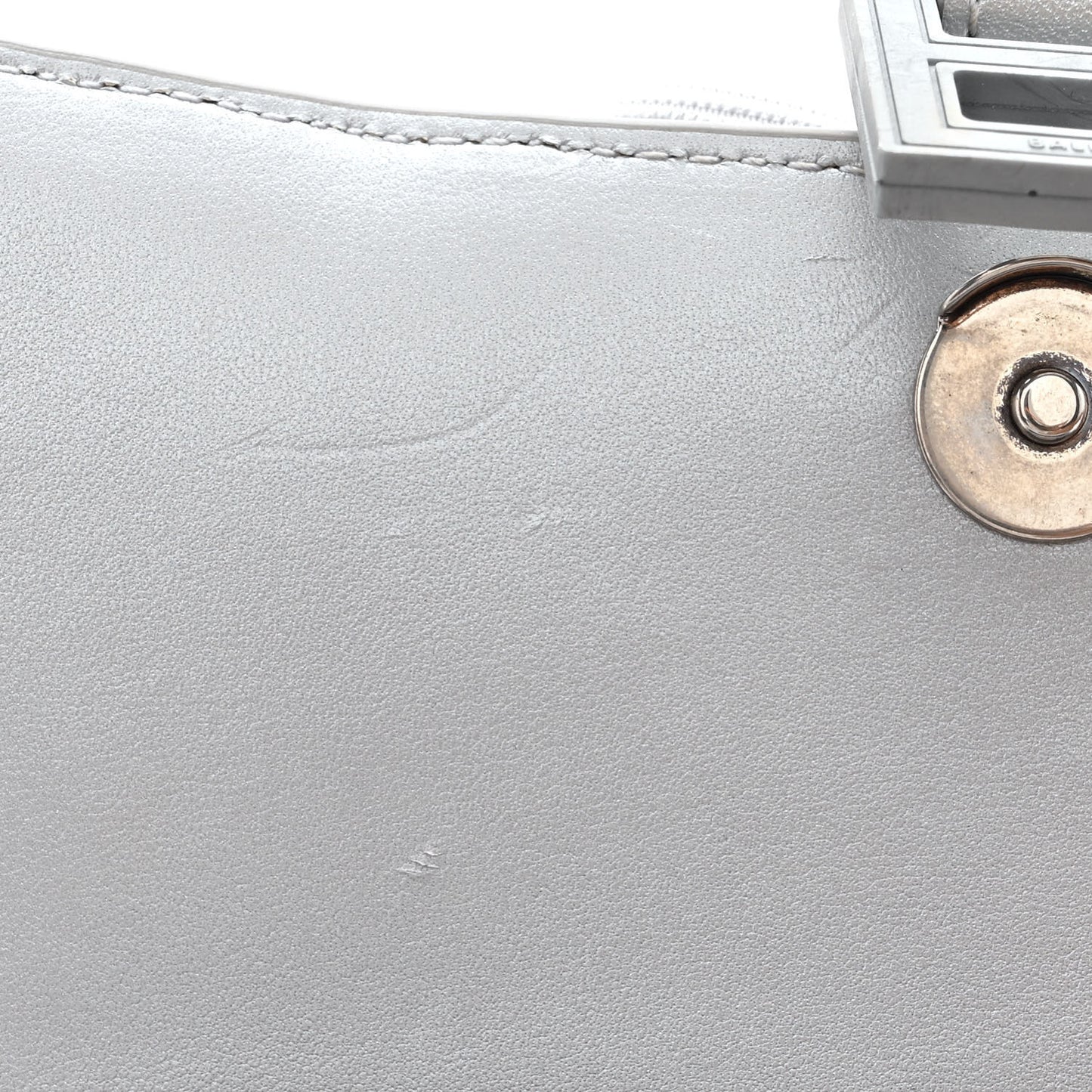 Faux Calfskin Fabric Small Sneakerhead Top Handle Bag Silver