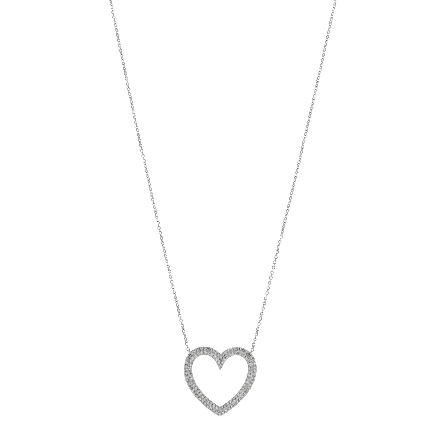 Platinum Diamond Large Metro Heart Pendant Necklace