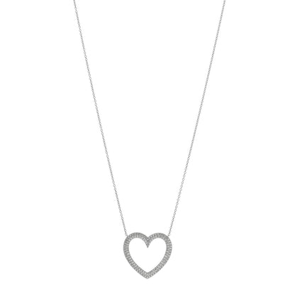 Tiffany Platinum Diamond Large Metro Heart Pendant Necklace 1 of 5