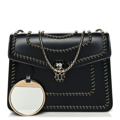 Bulgari Calfskin Woven Chain Serpenti Forever Crossbody Bag Black 1 of 10