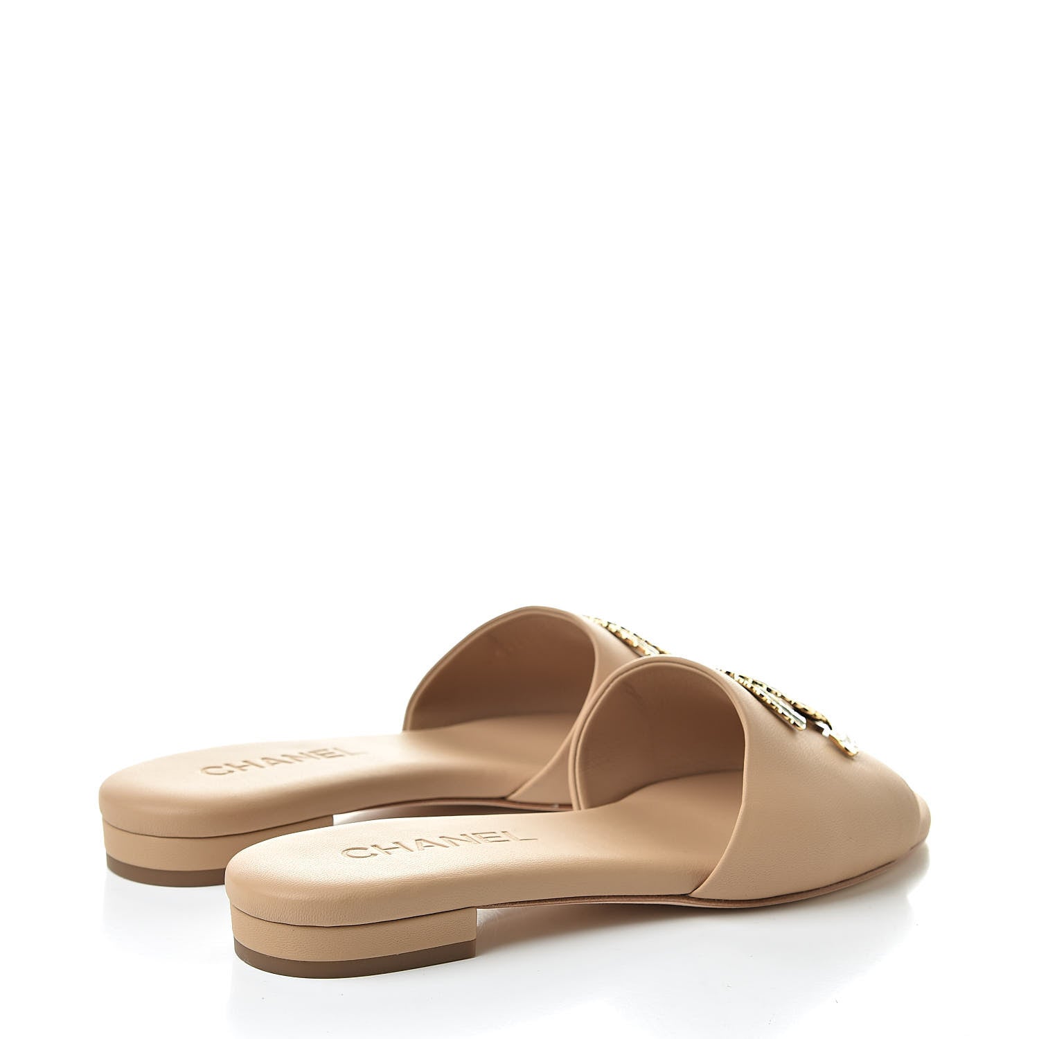 Chanel Lambskin Enamel CC Mules 36 Beige 4 of 9