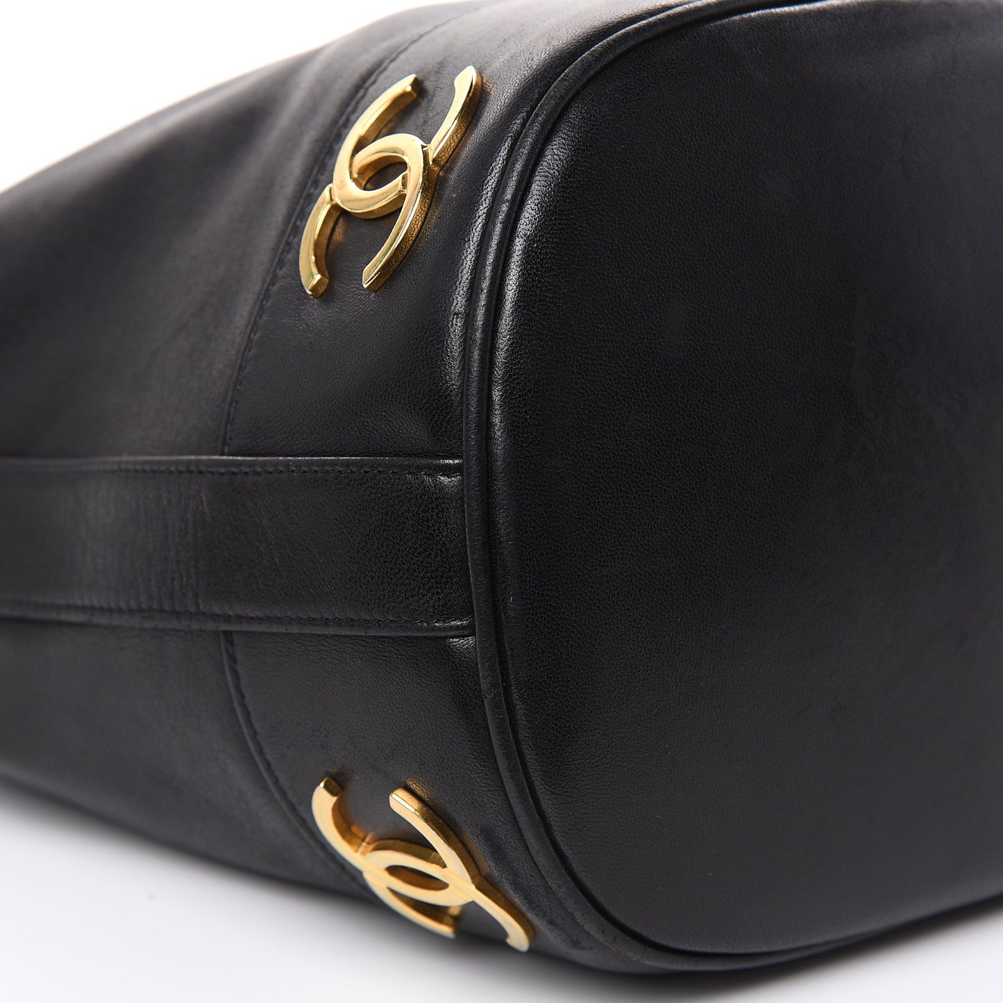 Lambskin CC Drawstring Shoulder Bag Black