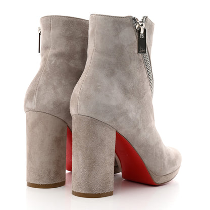 Christian Louboutin Veau Velours Birgitta 100 Zip Around Ankle Bootie 36.5 Fume 4 of 7