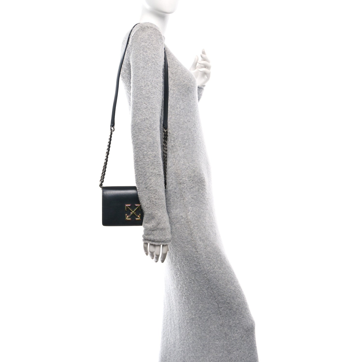 Off-White Calfskin Jitney 0.5 Crossbody Bag Black 2 of 10