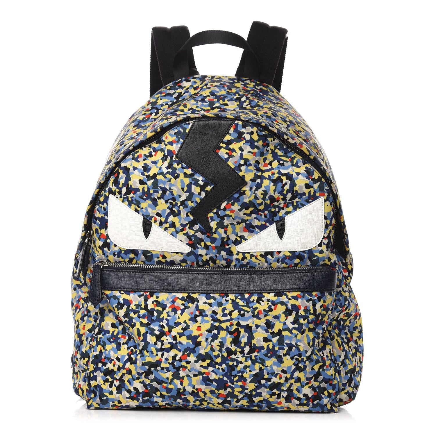 Fendi Nylon Vitello Elite Flamingo Granite Lightning Monster Eyes Backpack Multicolor Lavagna 1 of 9