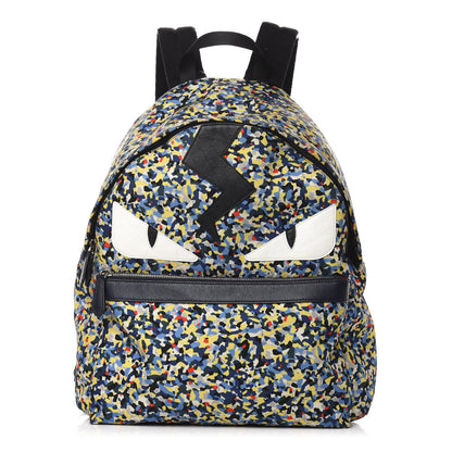 Fendi Nylon Vitello Elite Flamingo Granite Lightning Monster Eyes Backpack Multicolor Lavagna 1 of 9