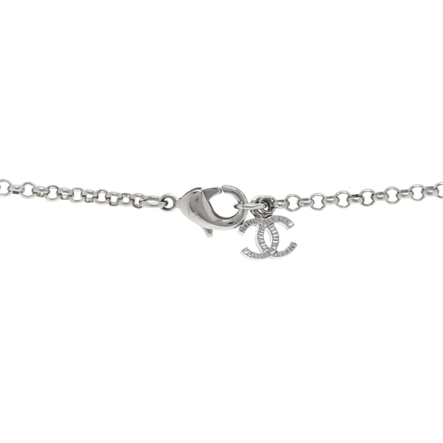 Crystal CC Round Pendant Necklace Silver
