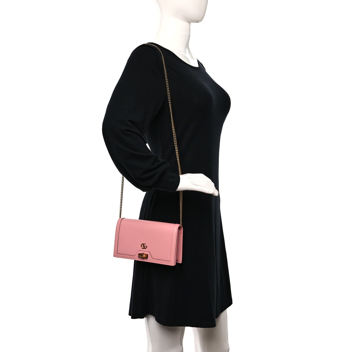 Gucci Textured Dollar Calfskin Mini Diana Chain Bag Wild Rose 2 of 10