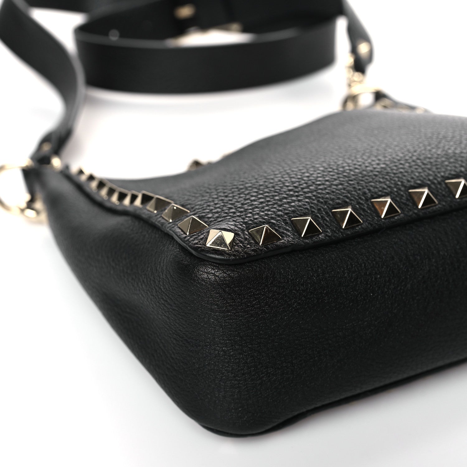 Valentino Garavani Pebbled Calfskin Mini Rockstud Flip-Lock Messenger Bag Black 7 of 8