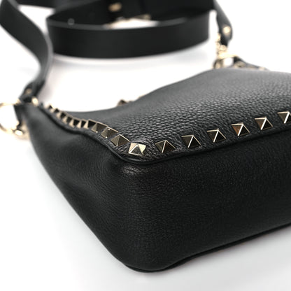 Valentino Garavani Pebbled Calfskin Mini Rockstud Flip-Lock Messenger Bag Black 7 of 8