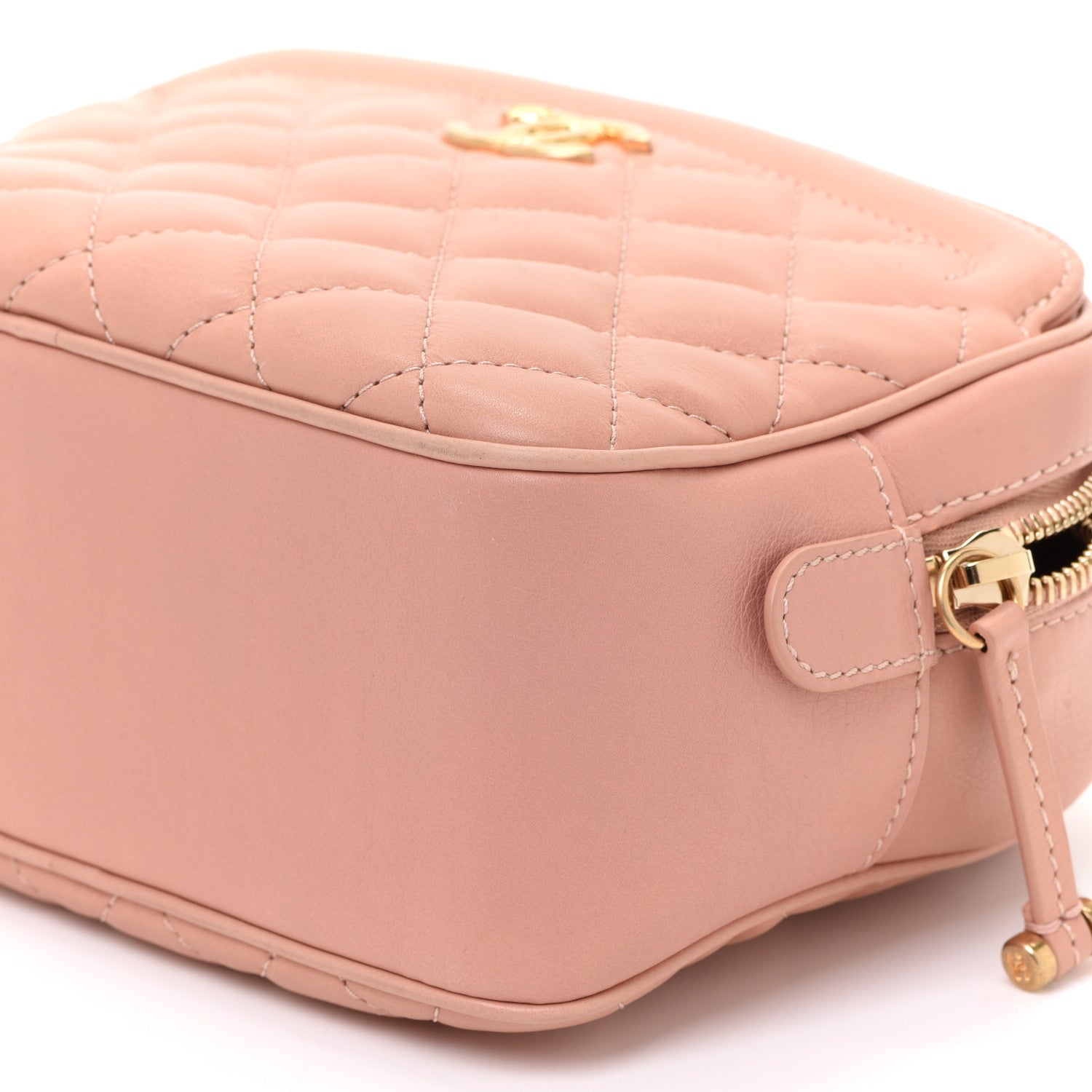 Chanel Calfskin Quilted CC Small Vanity Case Dark Beige 9 of 11