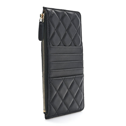 Chanel Lambskin Quilted Egyptian Amulet Classic Flat Wallet Pouch Black 3 of 8