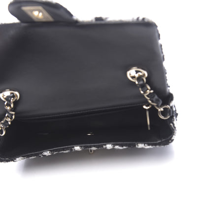 Chanel Tweed Quilted Mini Rectangular Flap Black Ecru White 5 of 11