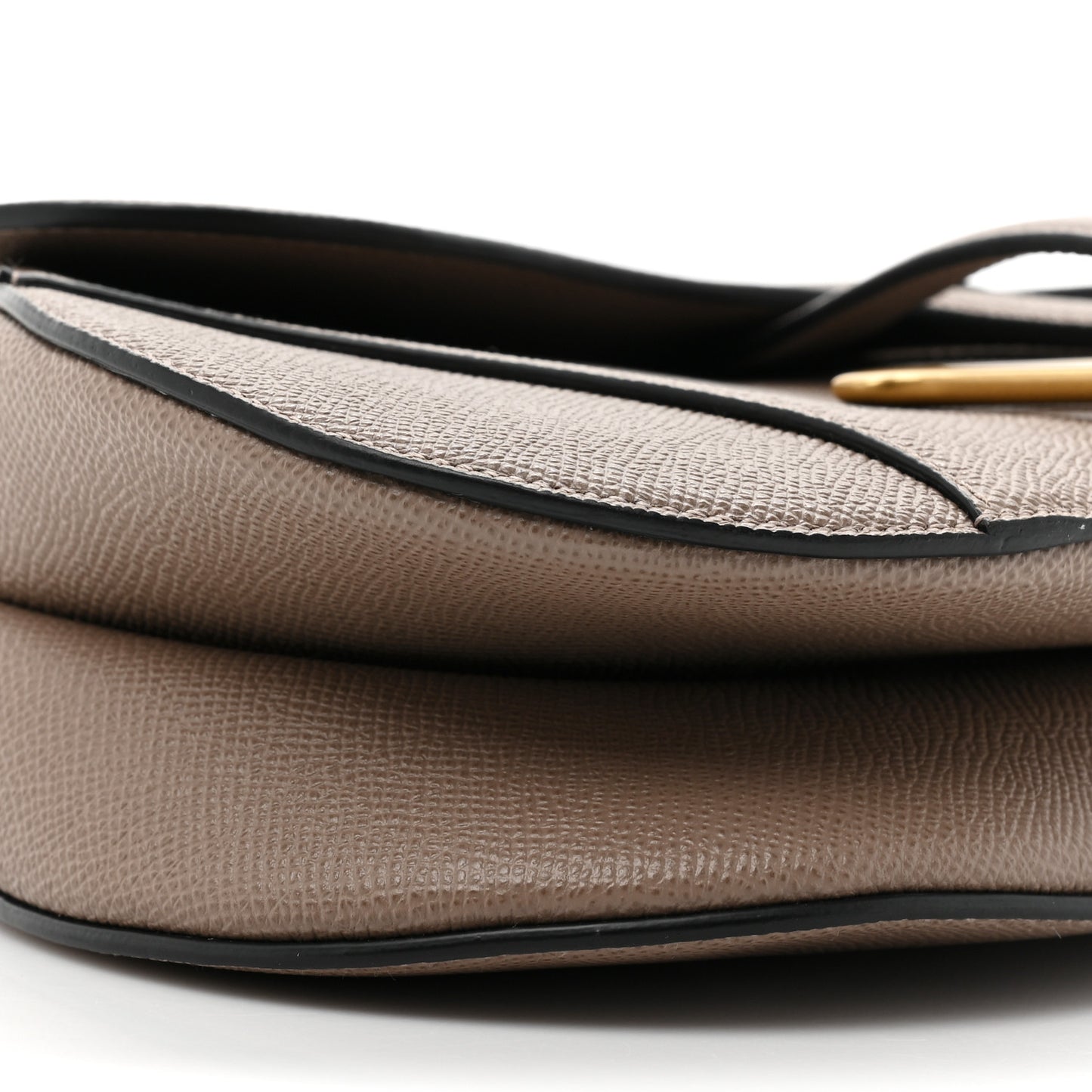 Grained Calfskin Saddle Bag With Strap Taupe