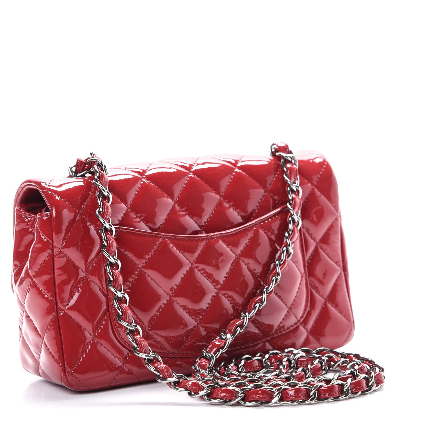 Chanel Patent Calfskin Quilted Mini Rectangular Flap Red 2 of 10