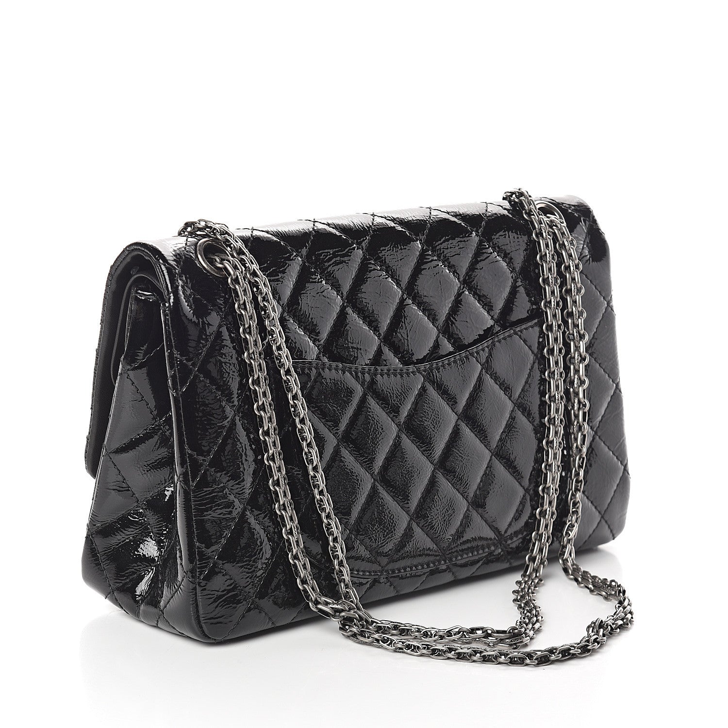 Chanel Distressed Patent Quilted 2.55 Reissue 226 Flap Black 2 of 8