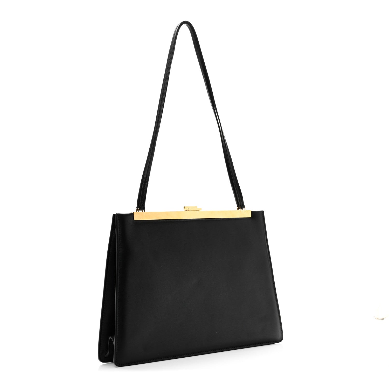 Celine Smooth Calfskin Medium Clasp Shoulder Bag Black 1788451