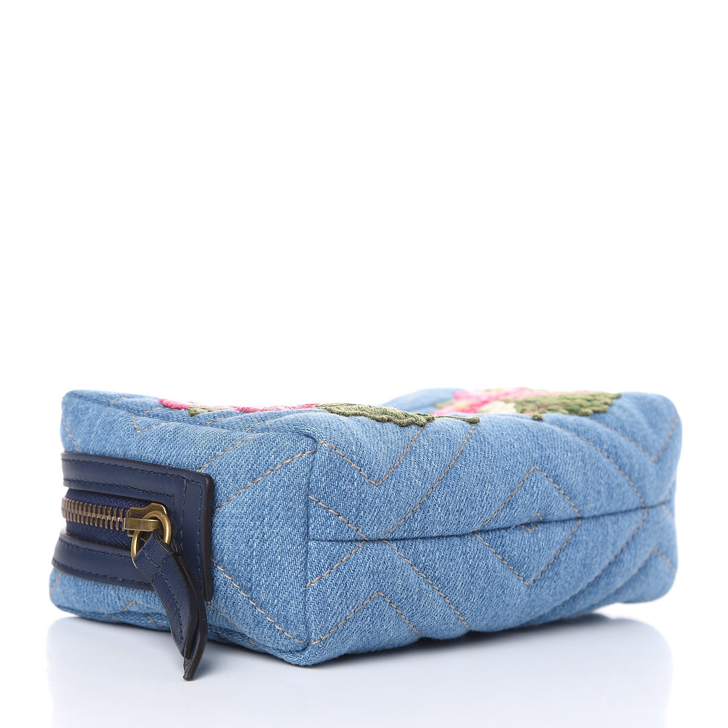 Gucci Denim Matelasse Flower Japan Limited GG Marmont Cosmetic Case Blue 4 of 10