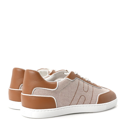 Hermes Calfskin Canvas Match Sneakers 37.5 Noisette Multicolor 5 of 10
