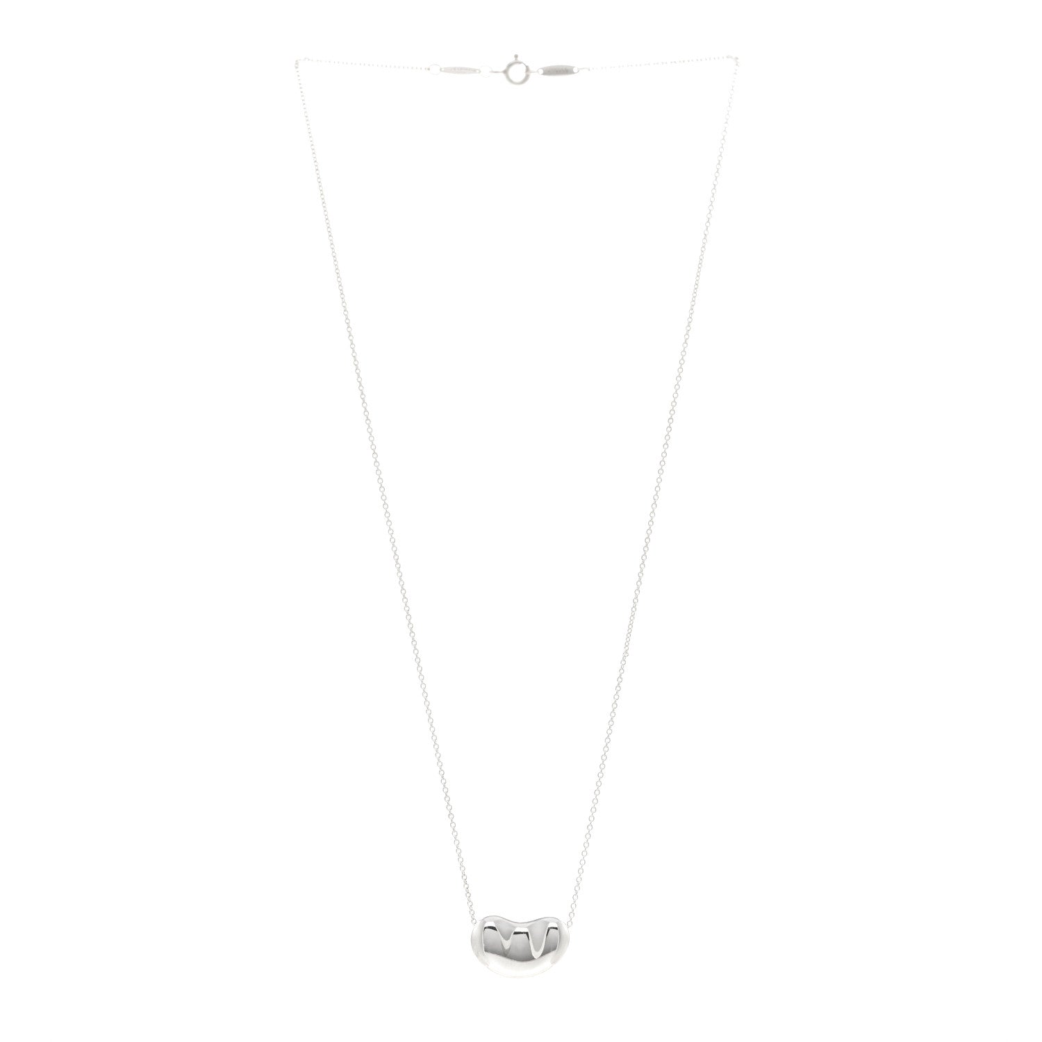 Tiffany Sterling Silver 18mm Elsa Peretti Bean Pendant Necklace 3 of 5