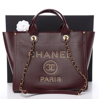Chanel Caviar Small Studded Deauville Tote Burgundy 11 of 11