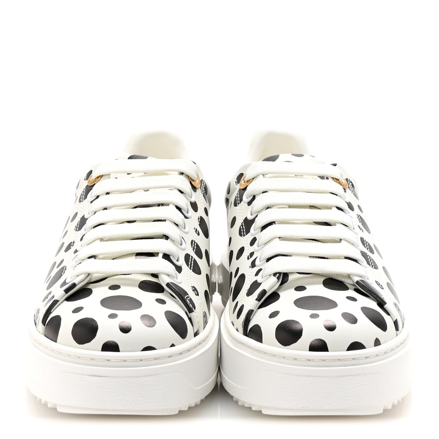 LV X YK Calfskin Printed Infinity Dots Time Out Sneakers 35.5 White
