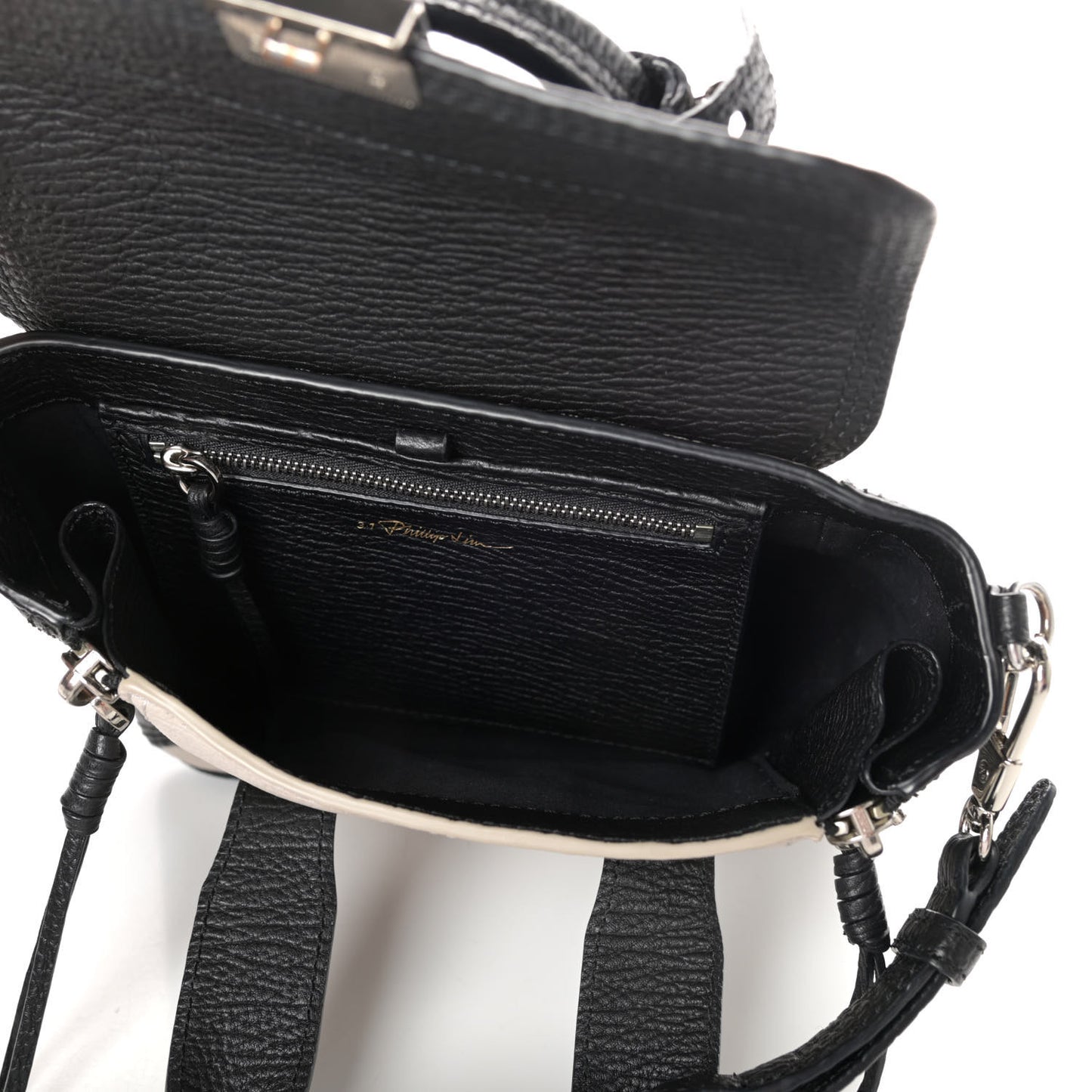 Textured Calfskin Mini Pashli Satchel Black Feather
