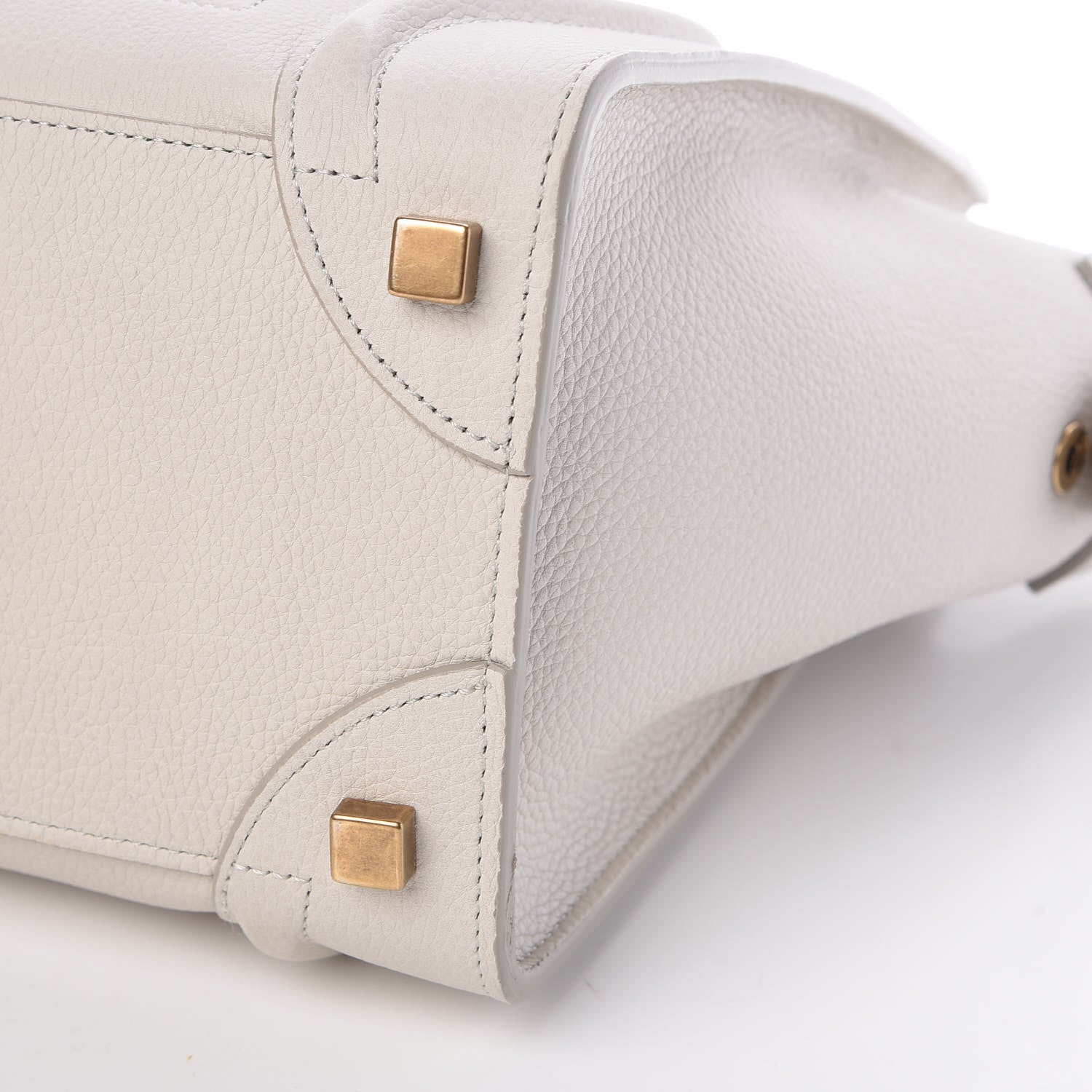 Celine Drummed Calfskin Micro Luggage Chalk 10 of 10