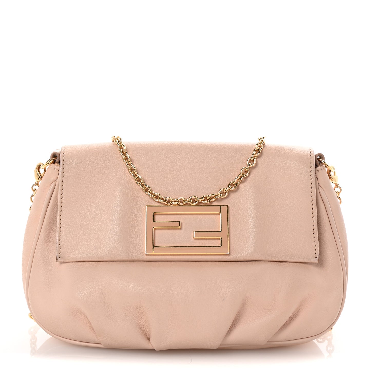 Vitello Flamingo Enamel Fendista Pouchette Crossbody Rosa Plaster