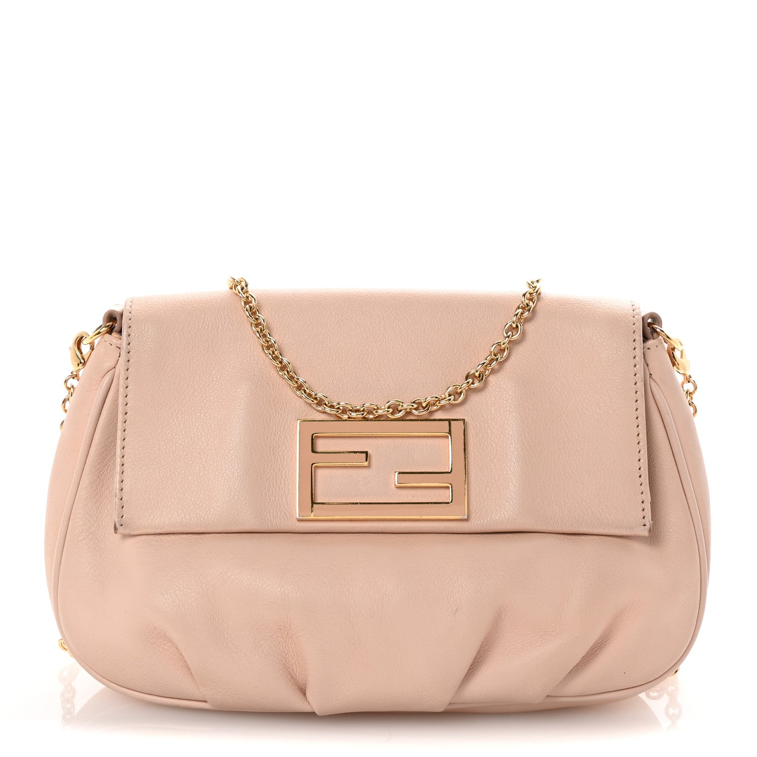 Fendi Vitello Flamingo Enamel Fendista Pouchette Crossbody Rosa Plaster 1 of 10