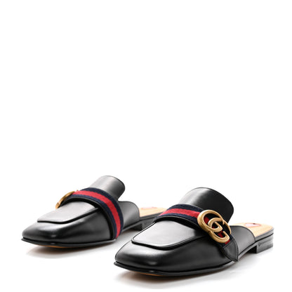 Gucci Calfskin Web Womens Peyton GG Slippers 37 Black 3 of 9