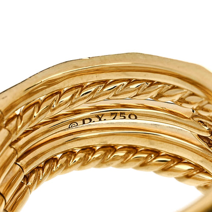 David Yurman 18K Yellow Gold Diamond 15mm Stax Five-Row Ring 57 8 5 of 6