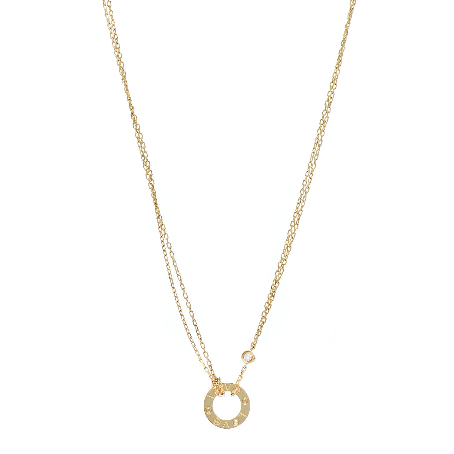 Cartier 18K Yellow Gold 2 Diamond LOVE Necklace 1 of 5
