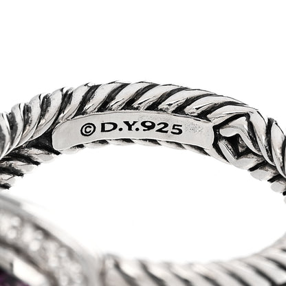 David Yurman Sterling Silver Diamond Amethyst 7mm Petite Albion Ring 54 7 5 of 5