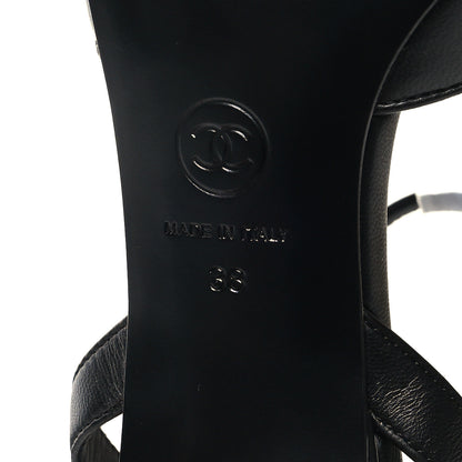 Chanel Lambskin Grosgrain Cap Toe CC Slingback Pumps 38 Black 7 of 8
