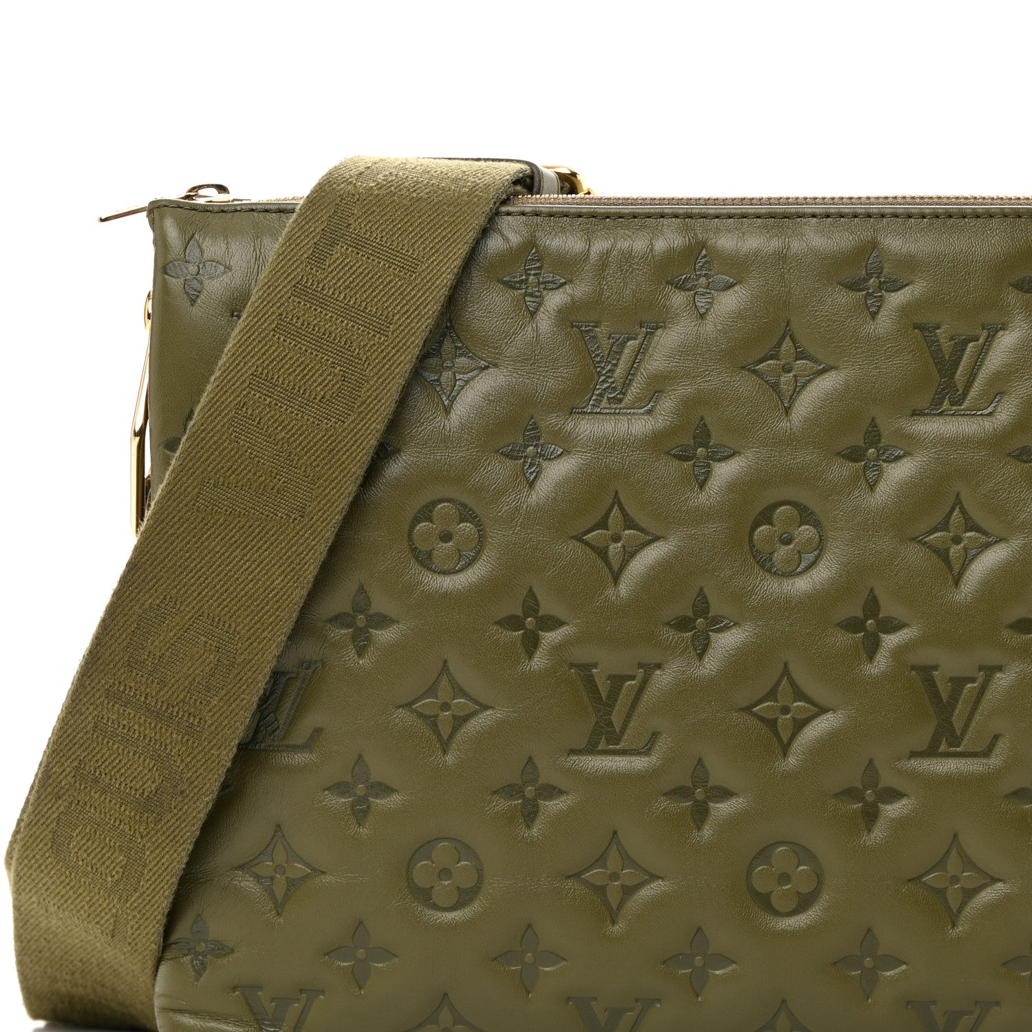 Louis Vuitton Lambskin Embossed Monogram Coussin MM Khaki 8 of 12