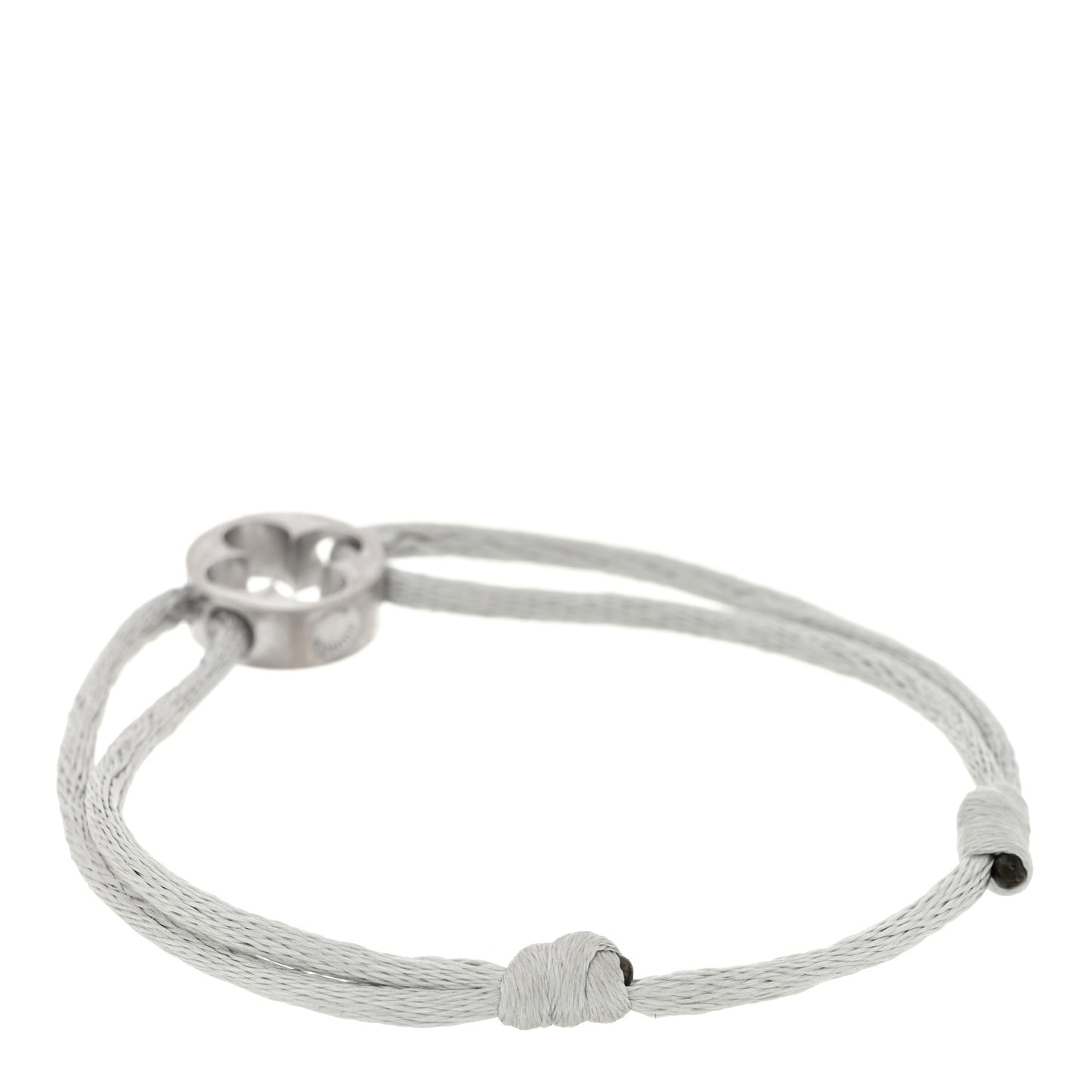18K White Gold Cord Empreinte Adjustable Bracelet Gray