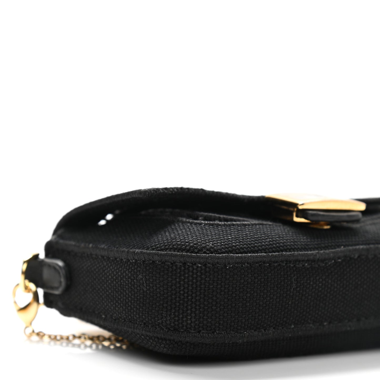 Canvas Embroidered Nano Baguette Charm Black
