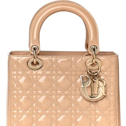 Christian Dior Patent Cannage Medium Lady Dior Beige 7 of 9