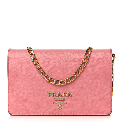 Prada Saffiano Lux Chain Wallet Petalo 1 of 14
