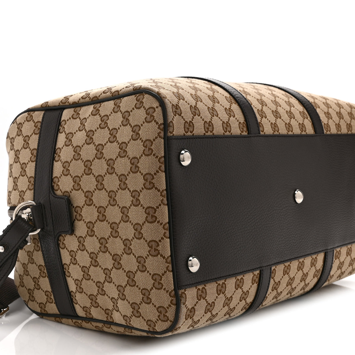 Gucci Monogram Dollar Calfskin Boston Duffle Bag Beige Ebony Testa di Moro Marrone Scuro 10 of 11
